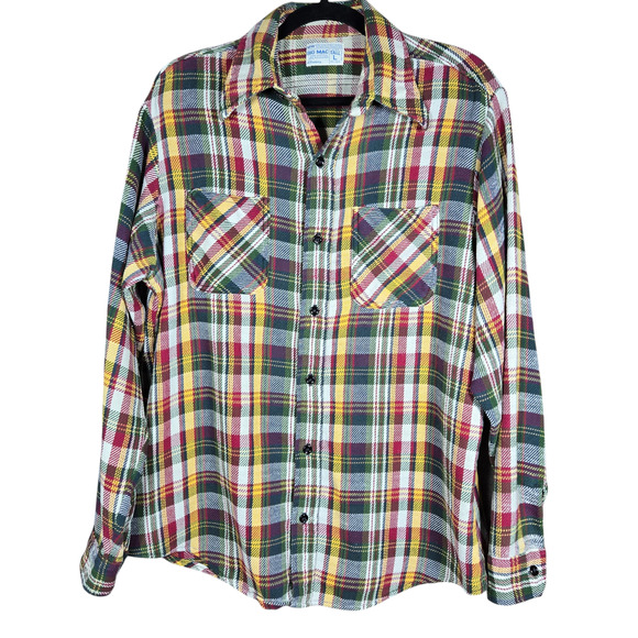 Vintage Big Mac Flannel Shirt Mens Large Tall Plaid JC Penney Heavy 70s Grunge